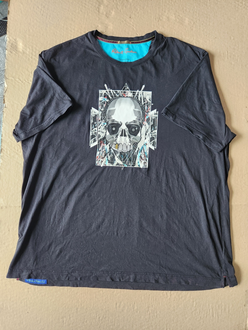 Robert Graham Black Graphic Skull Crewneck T-Shirt